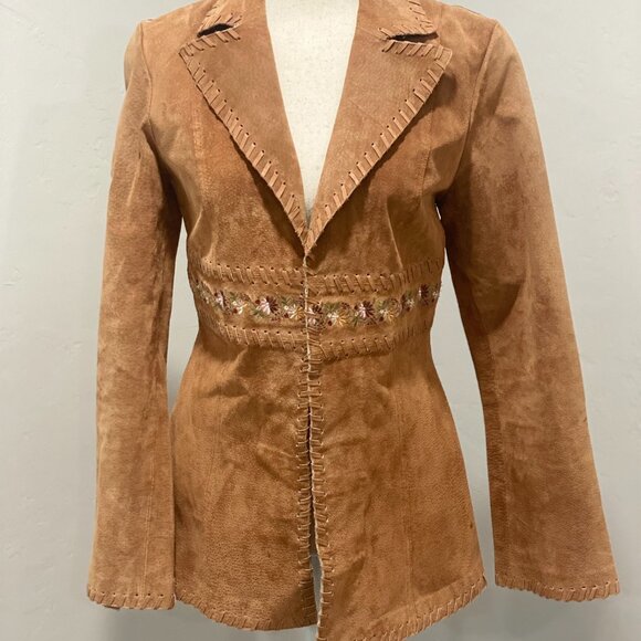 Boho Suede Floral Embroidery Jacket XS/S - Picture 4 of 15